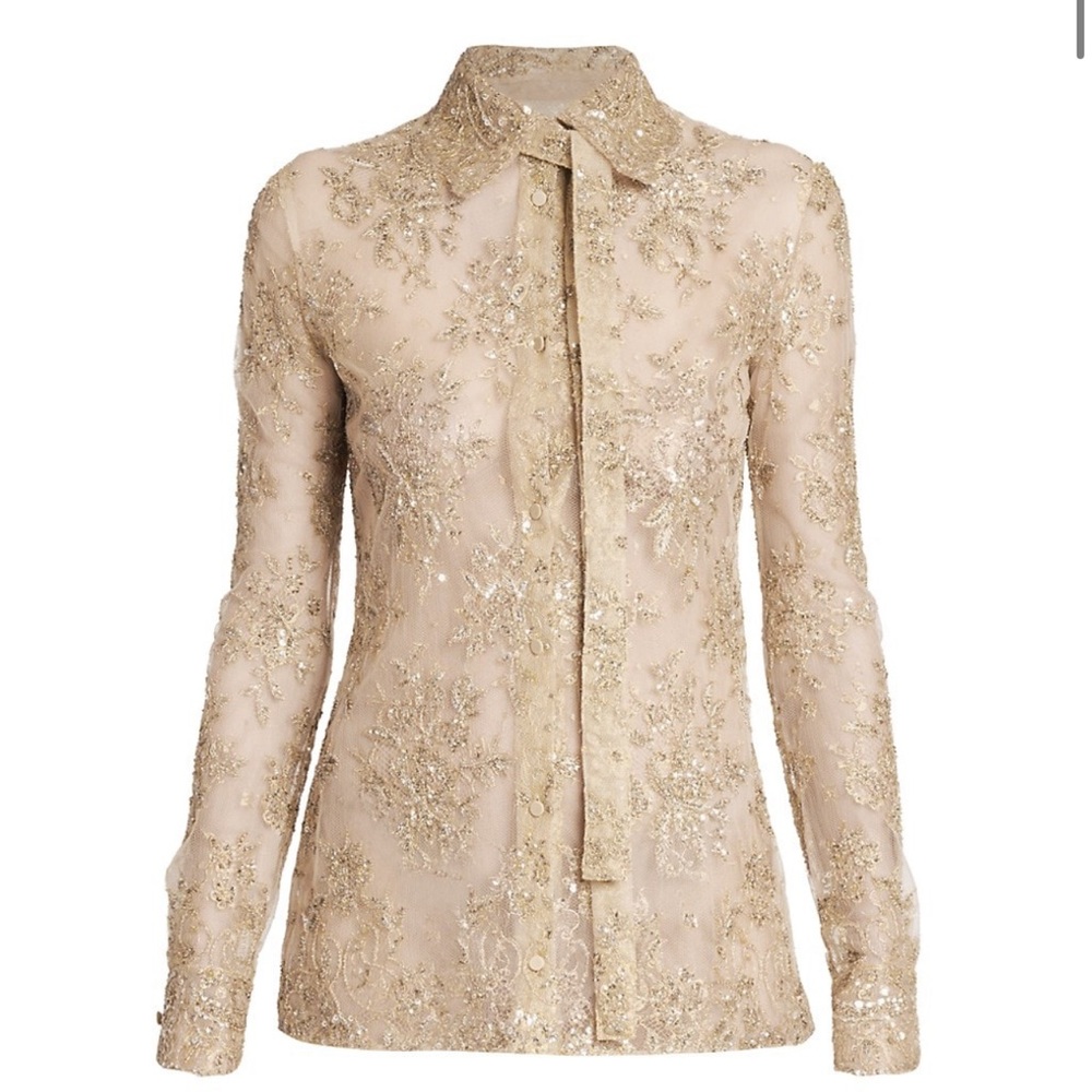 Valentino
Bead-Embroidered Lace Top